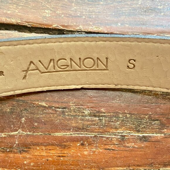 Avignon Vintage 80s Ornate Gold Scroll Buckle Black Suede Leather Belt Statement main image 4